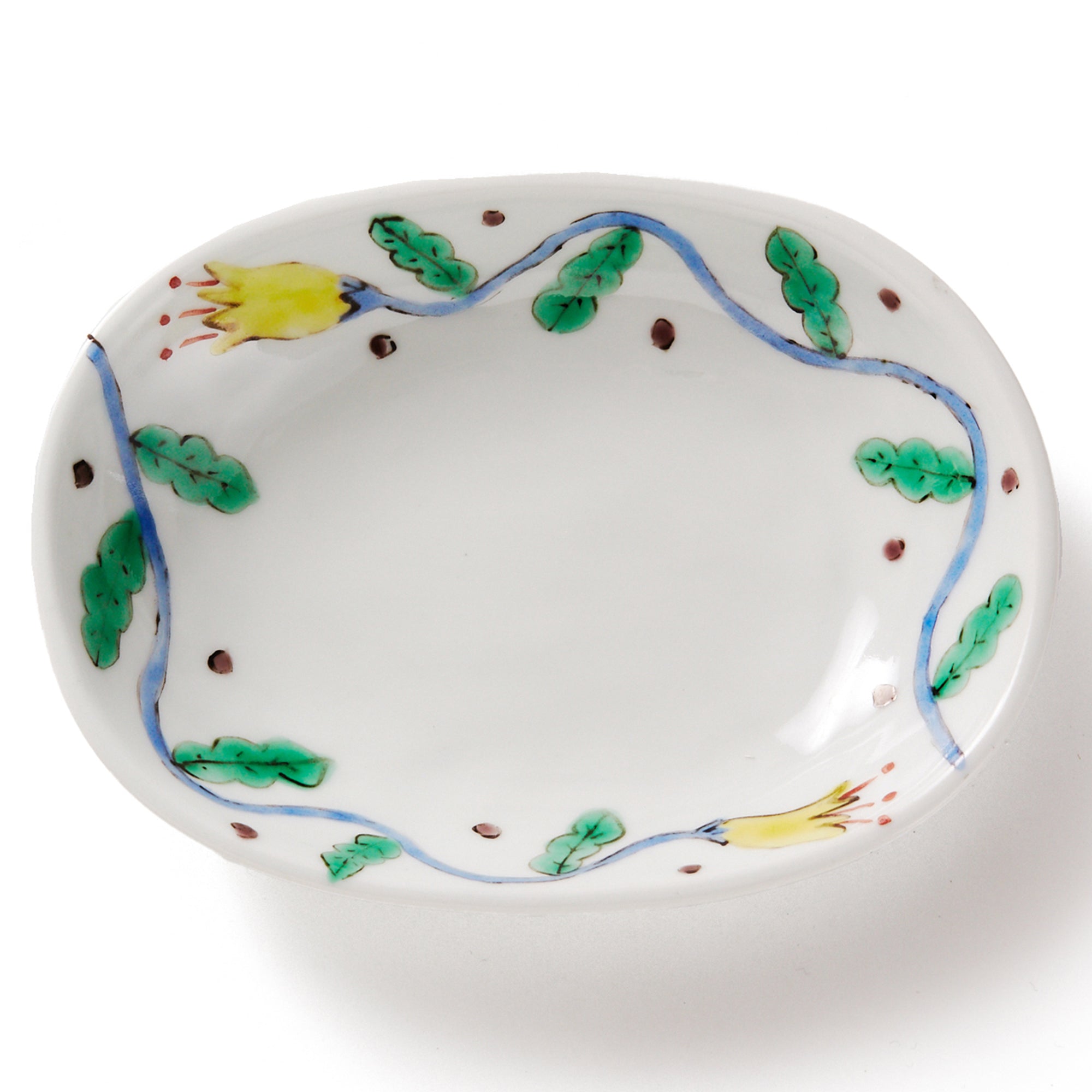 古川章蔵 色絵磁器ツル花楕円皿|工藝舎 – 工藝舎オンラインショップ