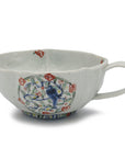 松尾貞一郎　色絵磁器五彩輪花花鳥のマグT-29