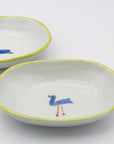 古川章蔵　色絵磁器楕円鳥小皿
