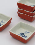 中尾郁夫　赤絵磁器角小鉢
