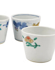 清水なお子　色絵磁器蕎麦ちょく 草花紋